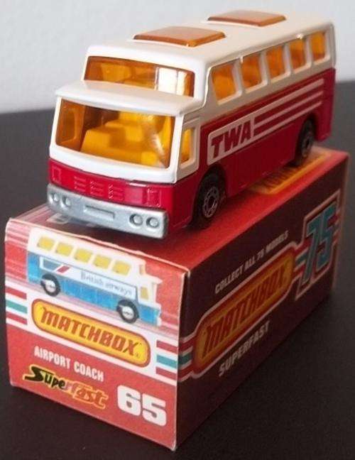 # 65 AIRPORT COACH !! RARE RED TWA VARIANT 1978 ! LESNEY MATCHBOX SUPERFAST ! MINT + Original Box !
