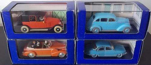 TINTIN LOT OF 4 TAXIS !! + Original Boxes !! FORD, CADDILAC, PANHARD, RENAULT ! HERGE