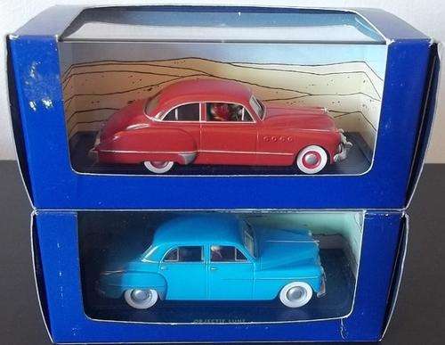 TINTIN LOT OF 2 VEHICLES ! 1949 DODGE CORONET + BUICK SEDAN ! RARE !! MINT + Original Boxes !! HERGE