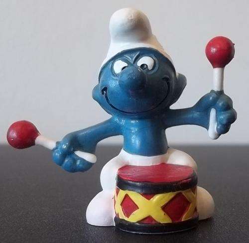 Original Vintage DRUMMER SMURF ! WEST GERMANY Peyo ! Smurfs! RARE!