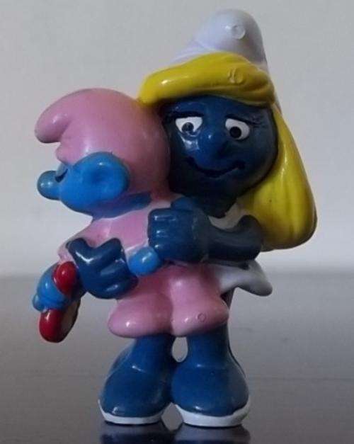 Original Vintage Smurfette with Baby!! Peyo !! 1984 !! Smurfs! RARE + VALUABLE ! MINT CONDITION !!!