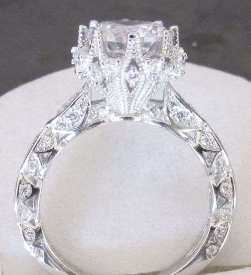 ** SOLID STERLING SILVER 2.55 Carat Cr Diamond Stunning New Vintage Style Wedding Engagement Ring