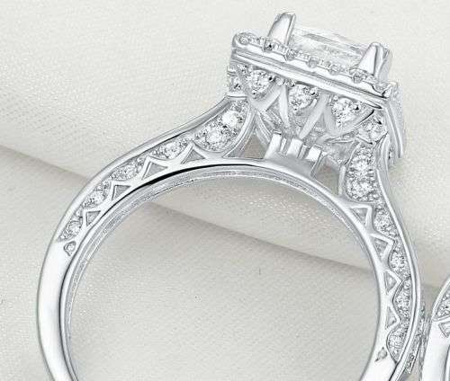 SOLID STERLING SILVER!` 1.3 Carat Stunning Vintage Style Designer Wedding Ring Set