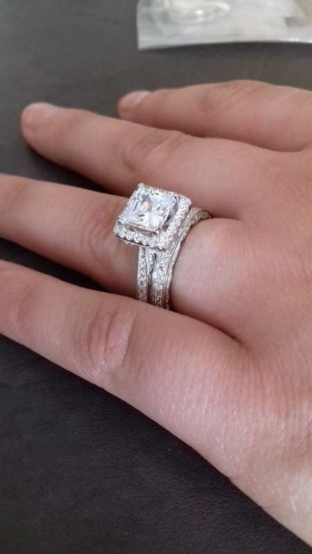 **SOLID STERLING SILVER!" 1.3 Carat Cr Diamond Stunning Vintage Style Designer Wedding Ring Set 4-11