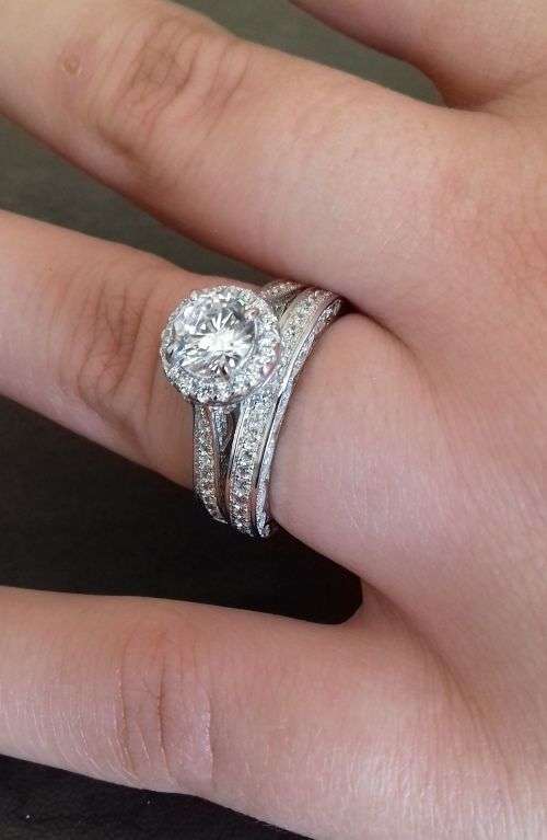 **Stunningly Intricate!** 1.90 Carat Designer Double Halo Vintage Design Wedding Ring Set
