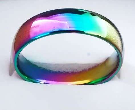 Dome Rainbow Pride Multi Color IP Stainless Steel Ring