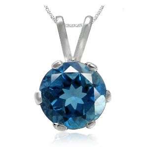 **R290 FULLY INSURED INTL SHIPPING**Natural London Blue Topaz 925 Sterling Silver Pendant + Chain