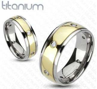**R290 fully insured shipp**Solid titanium gold domed eternity CZ engagement wedding band