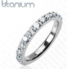 **R290 fully insured shipp**Solid titanium eternity CZ engagement wedding band