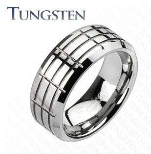 **FREE SHIPPING!**SATIN SMOOTH MULTI CROSS GROOVE Tungsten Carbide Wedding Ring Size 9,10,11,12,13