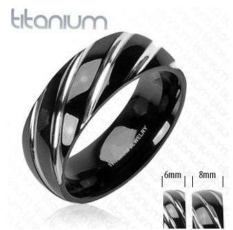 **SPECIAL OFFER**Black Titanium Silver Twist Design Stripe 2Tone Ring
