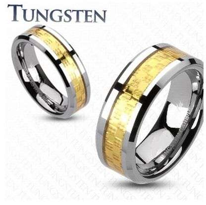 **DON'T MISS OUT!!**SUPERB! FINE CHECKERED GOLD INLAY Tungsten Carbide Wedding Ring