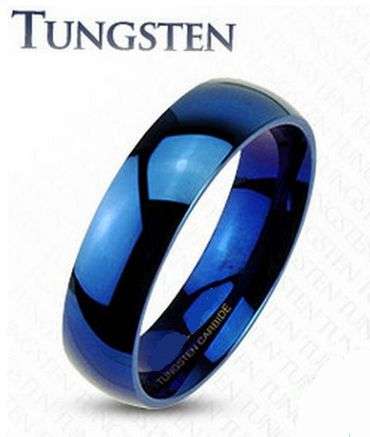 **FAST SHIPPING!** Sleek Blue Tungsten Carbide traditional wedding band