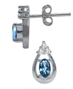 R290 Fully insured intl Shipping**Stunning Natural London Blue&White Topaz 925 Silver Earrings