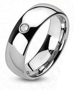 **SATIN SMOOTH Stainless Steel Brilliant Cubics engagement ring