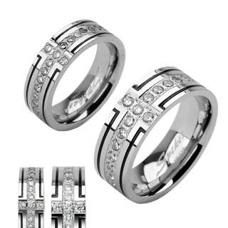 **FAST LOCAL SHIPPING!!!**NEW!! MENS DESIGNER CRISS CROSS VS CZ STAINLESS WEDDING RING