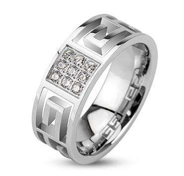 **MENS DESIGNER MAZE CUT MICRO BRILLIANT CUT CZ PAVED WEDDING RING