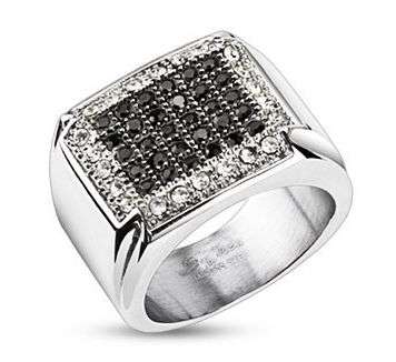 **FREE SHIPPING!!!**NEW!! MENS DESIGNER MICRO BLACK AND VS CZ PAVED STAINLESS WEDDING RING Size 10