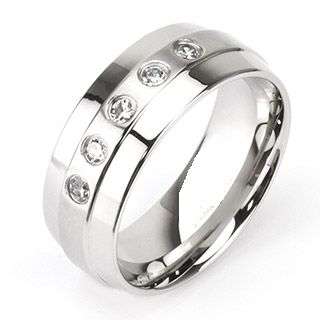 **NEW! FAST LOCAL SHIPPING!!!**SUPER SATIN FINISH CZ STAINLESS STEEL COMFORT RING