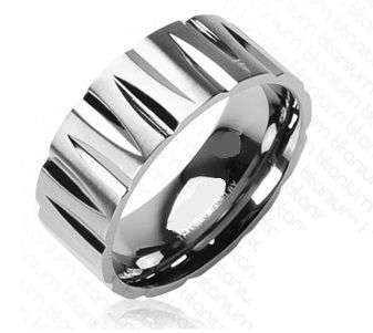 **FREE SHIPPING!**HIGHLY POLISHED MIRROR FINISH! GROOVY ALTERNATING TITANIUM BAND