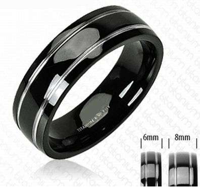 **NO RESERVE! SAVE R980.00**TWIN SILVER STRIPE BLACK TITANIUM WEDDING BAND