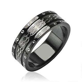 **JUST ARRIVED!**SUPERB STAINLESS, BEAUTIFULLY BLACK&SILVER ACCENTED WEDDING RING