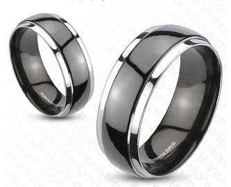 **SOLID TITANIUM MENS BLACK DOME WEDDING BAND ENGAGEMENT RING