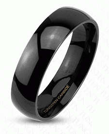 **FREE SHIPPING!**MIRROR BLACK TUNGSTEN CARBIDE TRADITIONAL BAND WEDDING RING