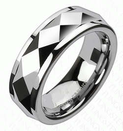**SOLID DIAMOND FACETED TUNGSTEN CARBIDE SPINNER WEDDING RING