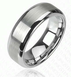 **SOLID STAINLESS STEEL BROAD BRUSHED MATT CENTRE WEDDING RING