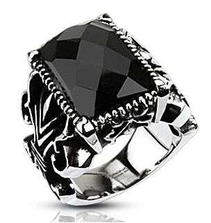**FREE SHIPPING!!!**NEW!! MENS DESIGNER STAINLESS ONYX GOTHIC RING