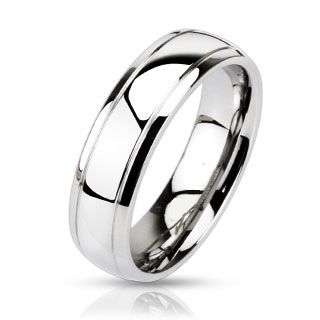 **SAVE R155.00!** TWIN GROOVE SATIN MIRROR FINISH SOLID STAINLESS WEDDING RING 12