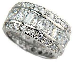**STUNNING 9.60CTW!! ROYAL PERSIAN EMERALD CUT SOLID SOLID .925 STERLING SILVER ETERNITY BAND