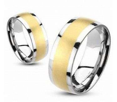316L Stainless Steel Brushed Gold IP Dome Band Ring