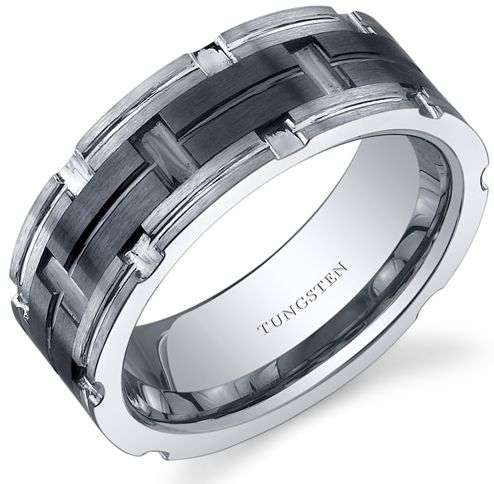 **R2750!**FABULOUS 2 TONE MULTI LAYER TUNGSTEN CARBIDE DESIGNER RING