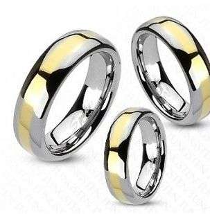 **FREE SHIPPING!**STUNNING SMOOTH GOLD STRIPE CENTRE TUNGSTEN CARBIDE WEDDING RING
