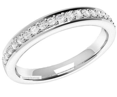 ** SOLID STERLING SILVER 0.75 Carat Sim. Diamond Prong Setting Journey Ring