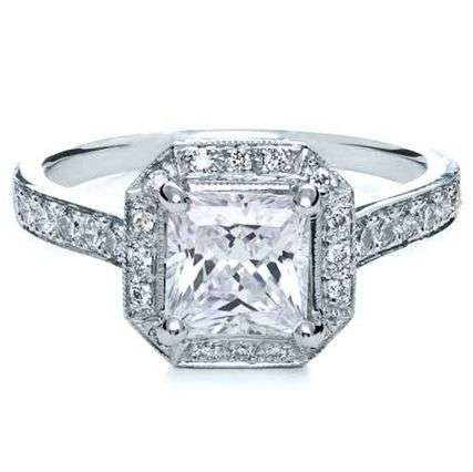 **SOLID STERLING SILVER** Impressive Designer Halo Princess Ring Size 5,6,7,8,9,10