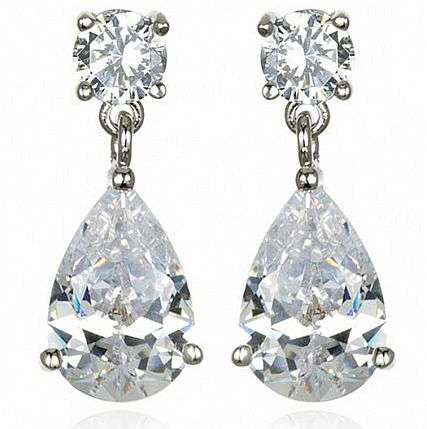 **FABULOUS! 3.20CTW! ABSOLUTEY STUNNINGLY FACETED CUBIC ZIRCONIA SOLID STERLING SILVER EARRINGS
