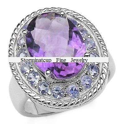**NO RESERVE!**NEW DESIGN!!**STUNNING! SOLID STERLING SILVER HUGE AMETHYST CZ RING