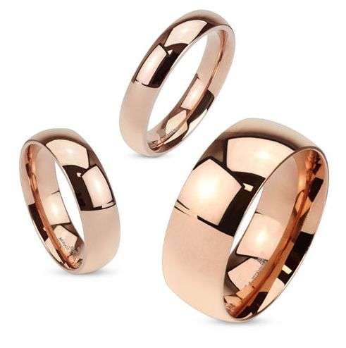**FREE SHIPPING**SOLID TITANIUM ROSE GOLD IP TRADITIONAL STYLE 4MM RING