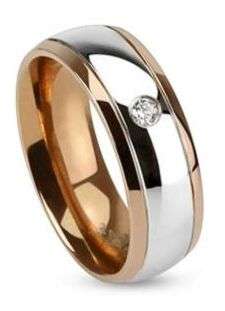 **BRAND NEW** ROSE GOLD EDGED IP SINGLE CZ RING