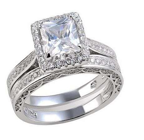 **NO RESERVE!**NEW DESIGN!!**STUNNING! SOLID STERLING SILVER DESIGNER DOUBLE WEDDING RING SET