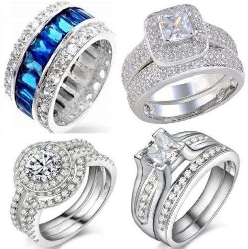 **SOLID STERLING SILVER!**16 Engagement & Wedding Ring Designs Latest included! Stunning collection!