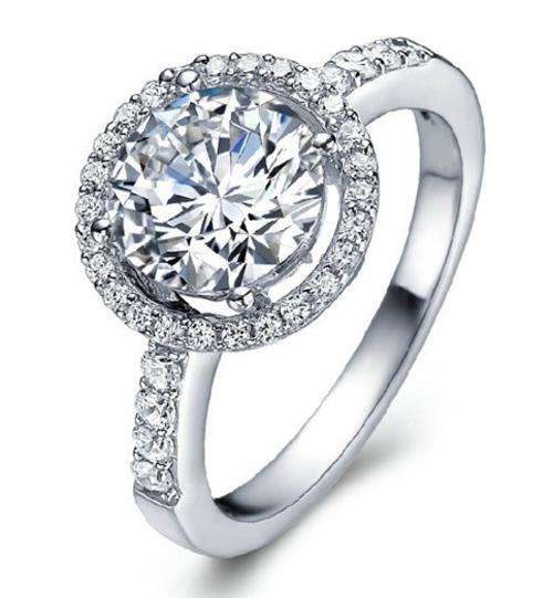 **SOLID STERLING SILVER!** Luxury 8x8mm! Designer Round Halo Princess Ring