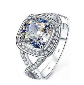 **SOLID STERLING SILVER** Stunning New Cushion Cut Halo Engagement Ring