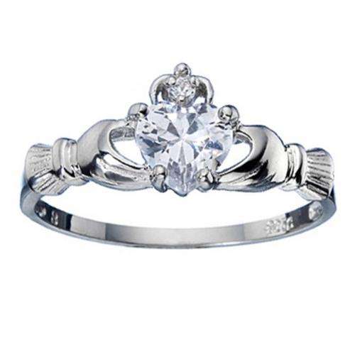 **Fast Shipping!** SOLID STERLING SILVER .925 SILVER Claddagh Ring Finest Cubic Zirconia