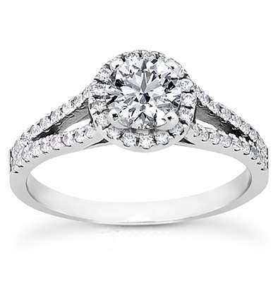 **New Design!!**Stunning! SOLID .925 STERLING SILVER Twin Shank Round Halo Engagement Ring
