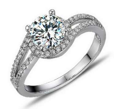 **SOLID STERLING SILVER Stunning 1.25 Carat Cz Diamond Twin Shank Swirl Solitaire Ring