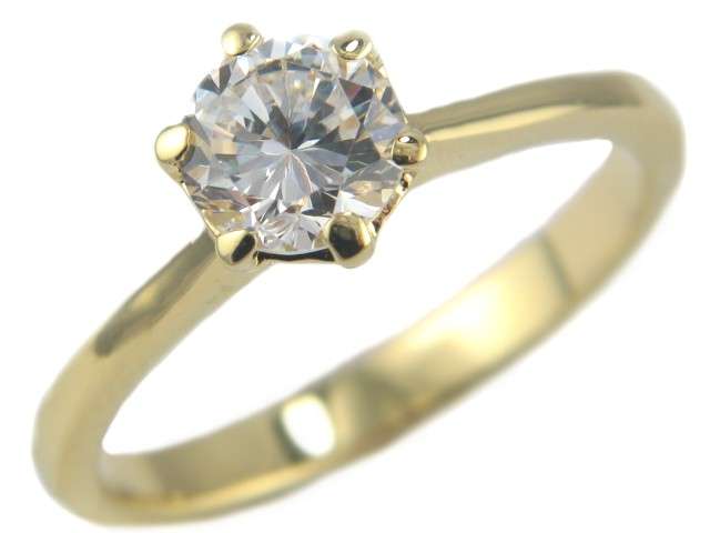 SINGLE SOLITAIRE!!!- CZ DIAMONDS SET IN 18K YELLOW GOLD GP